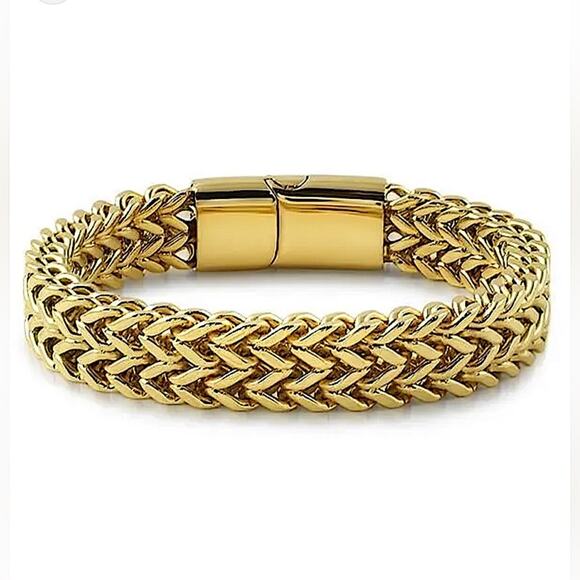 Gold Stainless Steel Magnetic Bracelet Buckle Chain Link 10mm - Picture 2 of 3